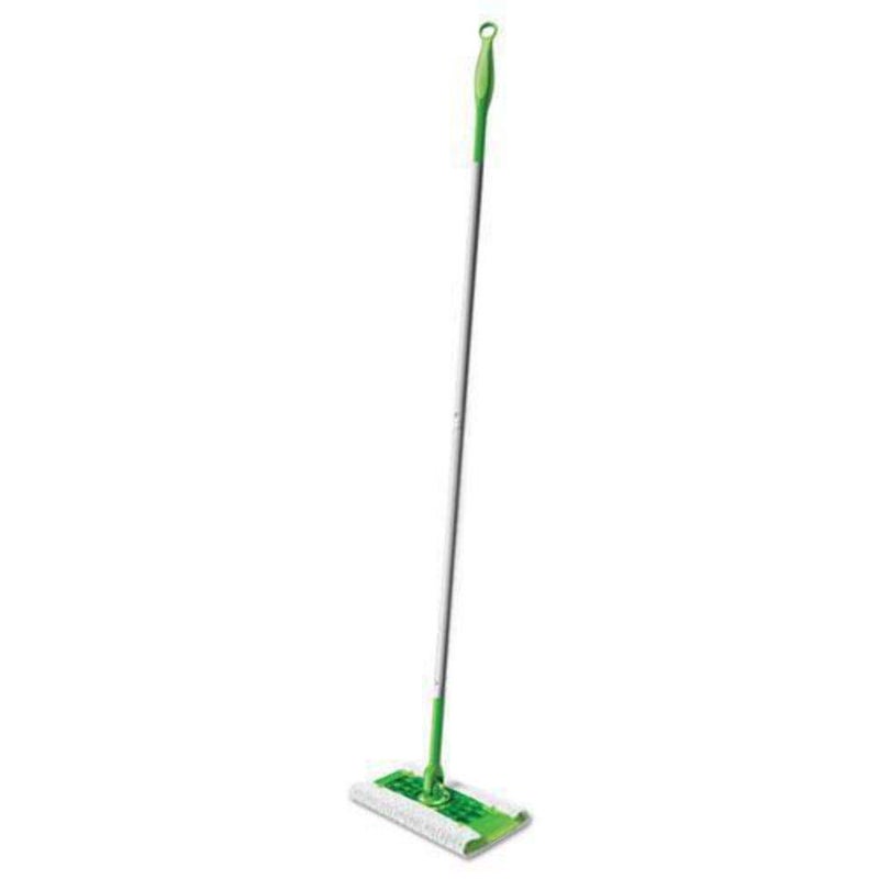 Swiffer Sweeper Mop, 10 X 4.8 White Cloth Head, 46" Green/Silver Aluminum/Plastic Handle - Image 2